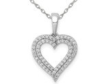 1/4 Carat (ctw) Diamond Heart Pendant Necklace in 14K White Gold with Chain